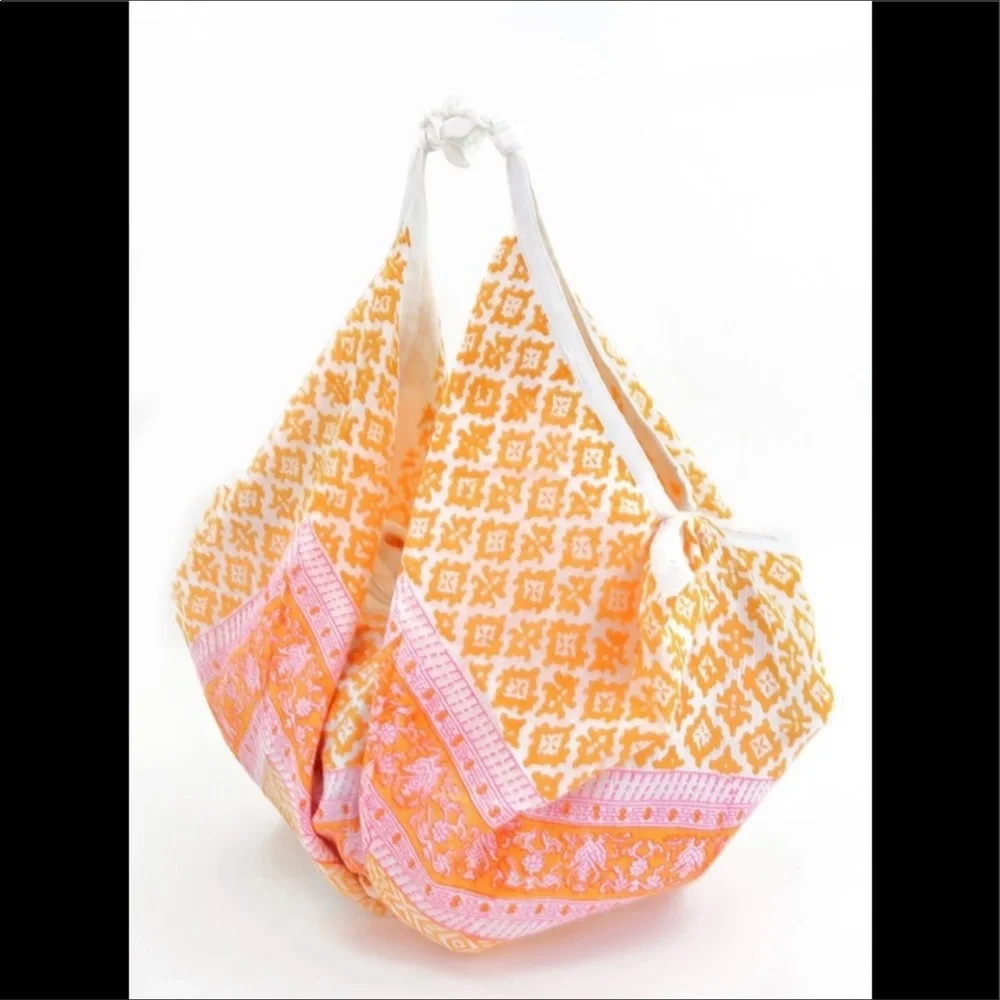 Tropical Tangerine Dream Full Zip Boho Market Hobo Bag Pink New